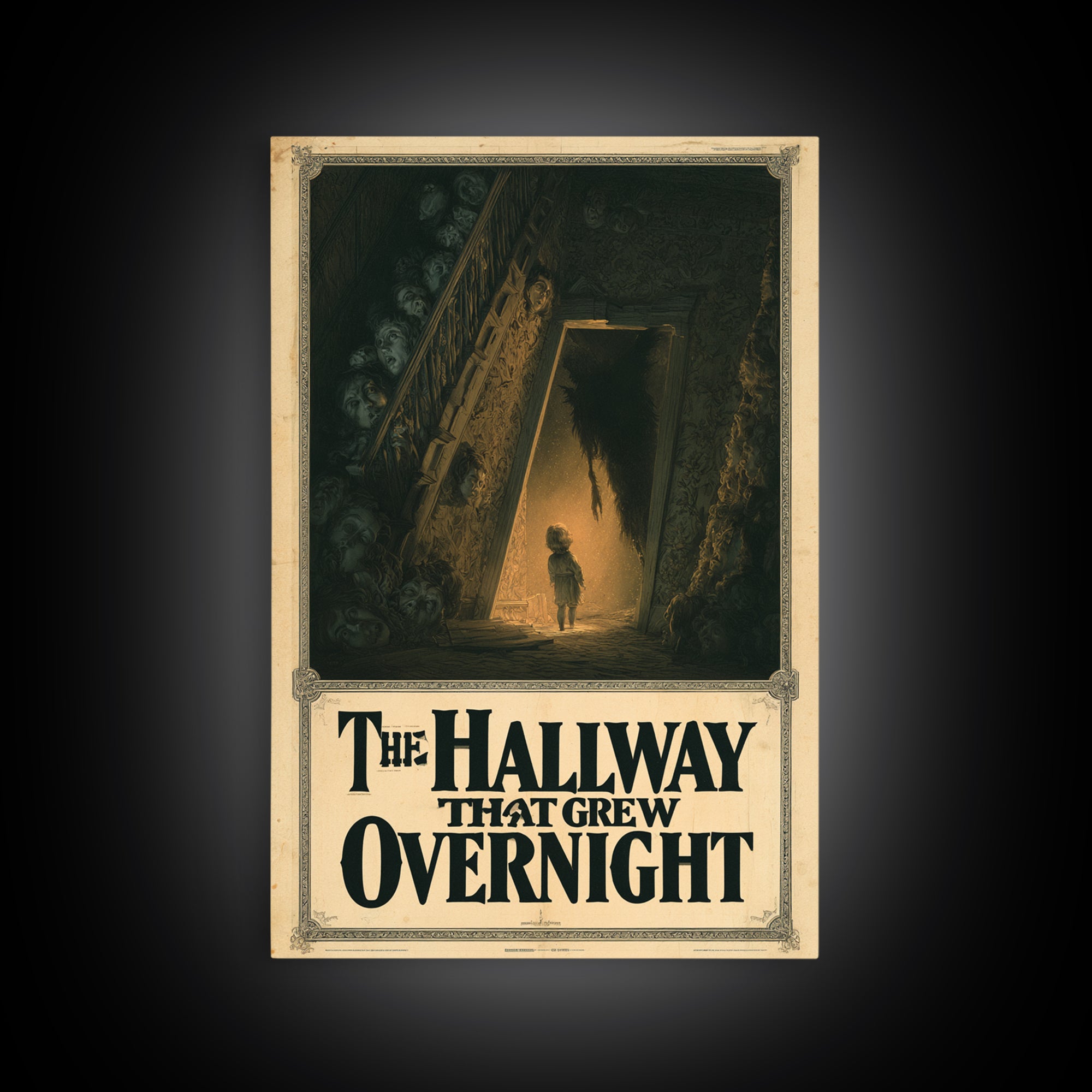 The Hallway That Grew Overnight, English Language Horror Movie Poster, Gothic Nightmare Art, Gothic Cinema Wall Art, Canvas Print