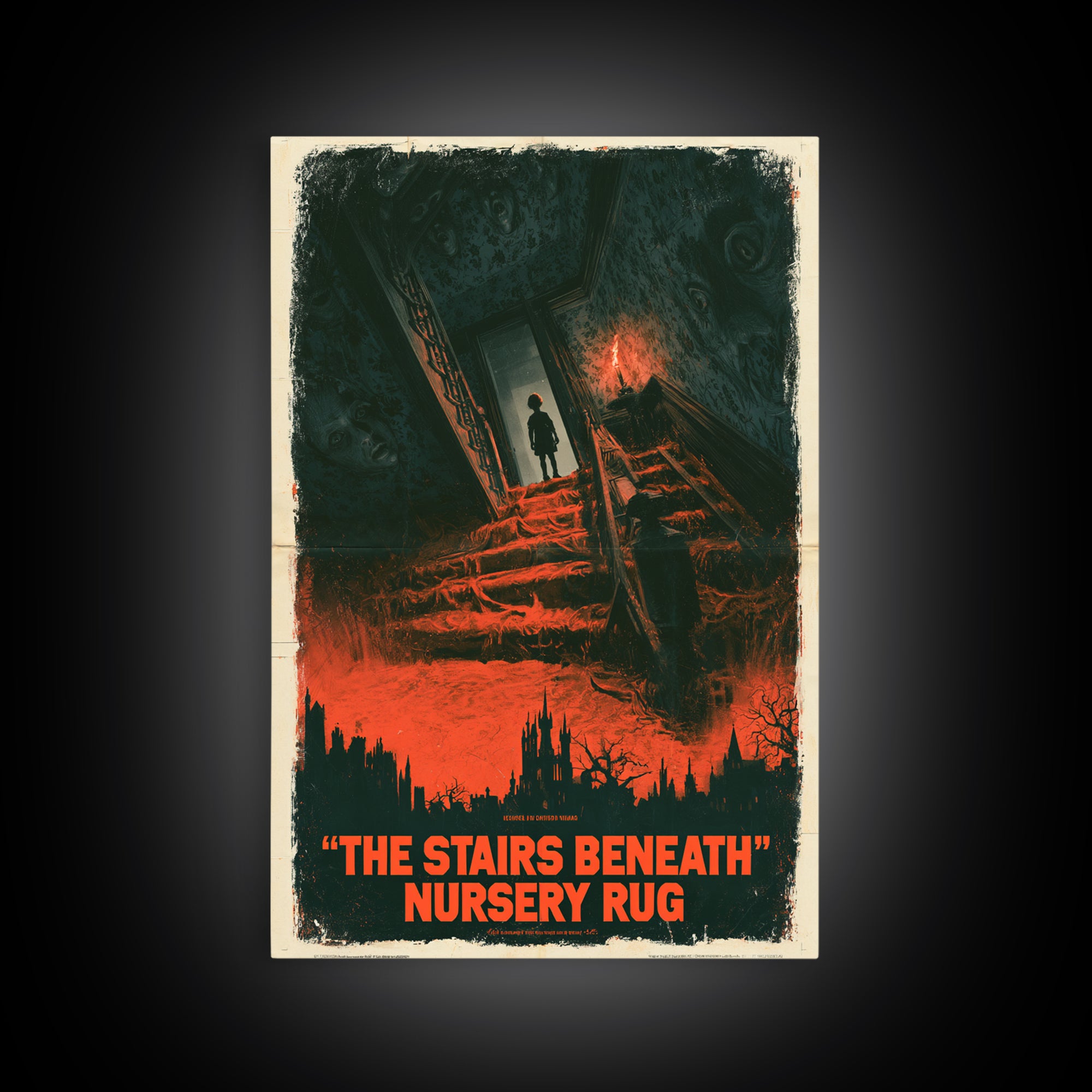 The Stairs Beneath The Nursery Rug, English Language Horror Movie Poster, 1960s Horror Art, Gothic Cinema Wall Art, Canvas Print