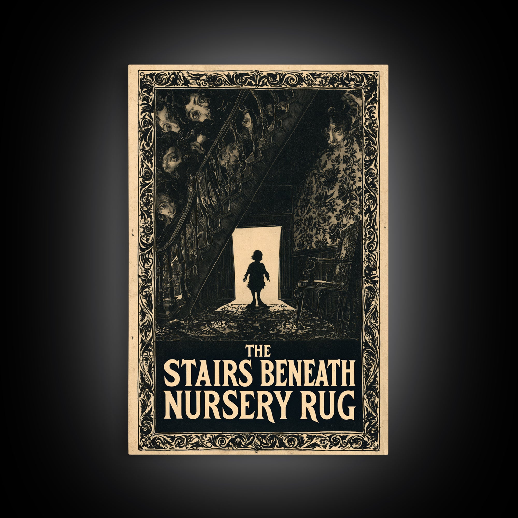 The Stairs Beneath The Nursery Rug, English Language Horror Movie Poster, Decadent Line Art, Gothic Cinema Wall Art