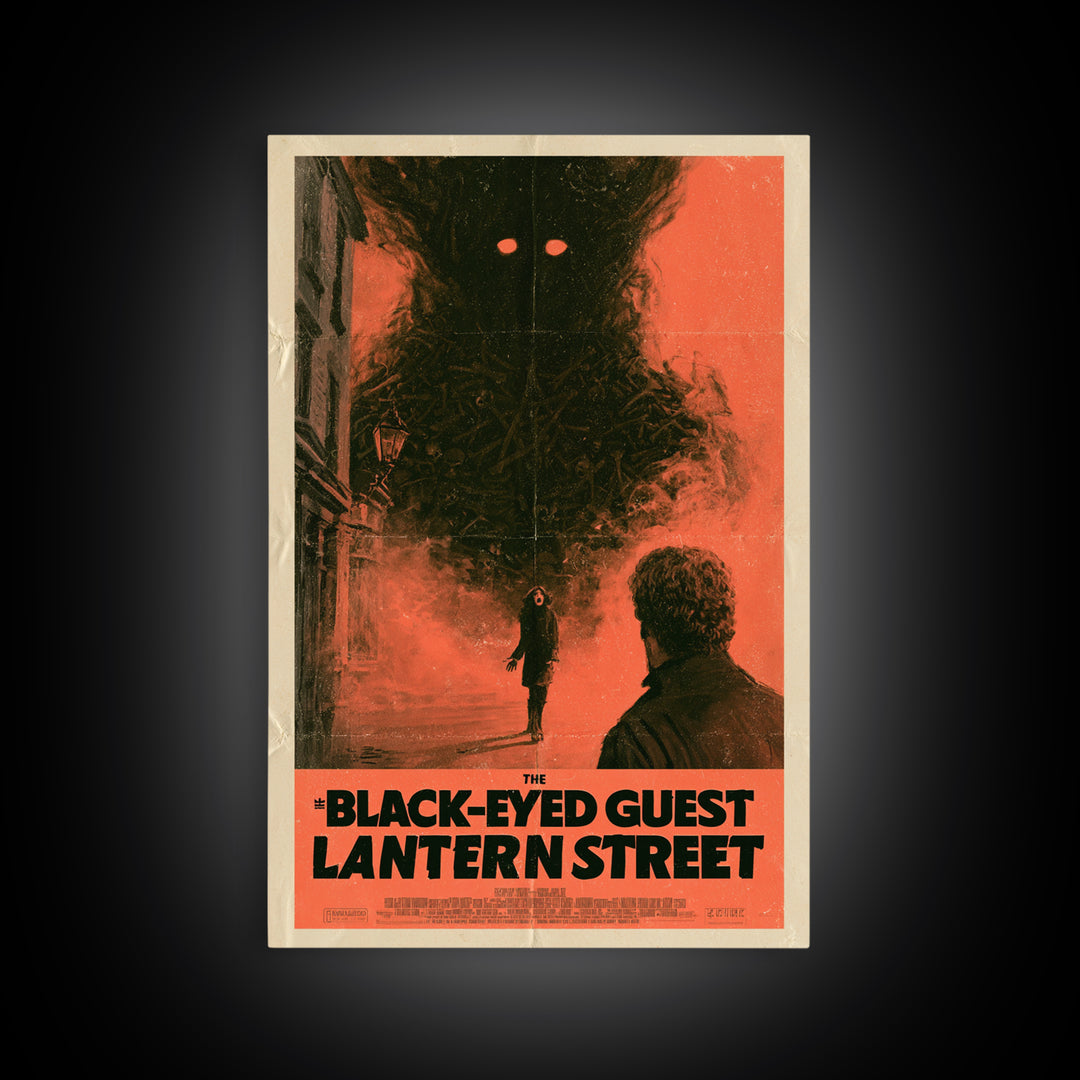 The Black-Eyed Guest Of Lantern Street, English Language Horror Movie Poster, 1970s Horror Art, Cult Horror Poster, Canvas Print