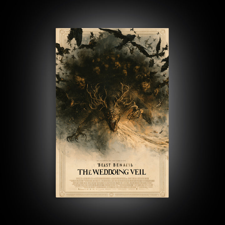 The Beast Beneath The Wedding Veil, English Language Horror Movie Poster, Dark Romantic Horror Art, Classic Monster Poster, Canvas Print