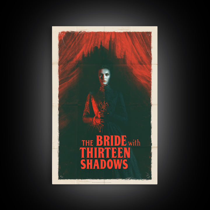 The Bride With Thirteen Shadows, English Language Horror Movie Poster, 1960s Horror Art, Retro Horror Movie Art, Framed Canvas Print
