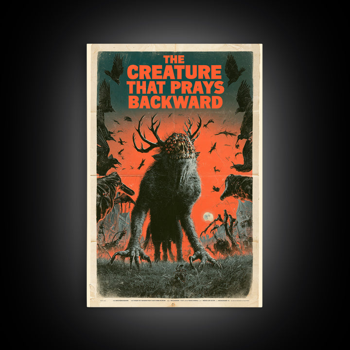 The Creature That Prays Backward, English Language Horror Movie Poster, Giallo Horror Art, Classic Monster Poster, Canvas Print
