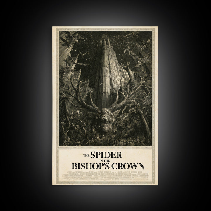 The Spider In The Bishop'S Crown, English Language Horror Movie Poster, Gothic Engraving Art, Retro Horror Movie Art, Canvas Print