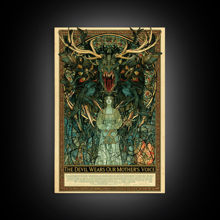 The Devil Wears Our Mother'S Voice, English Language Horror Movie Poster, Stained Glass Gothic Art, Gothic Cinema Wall Art