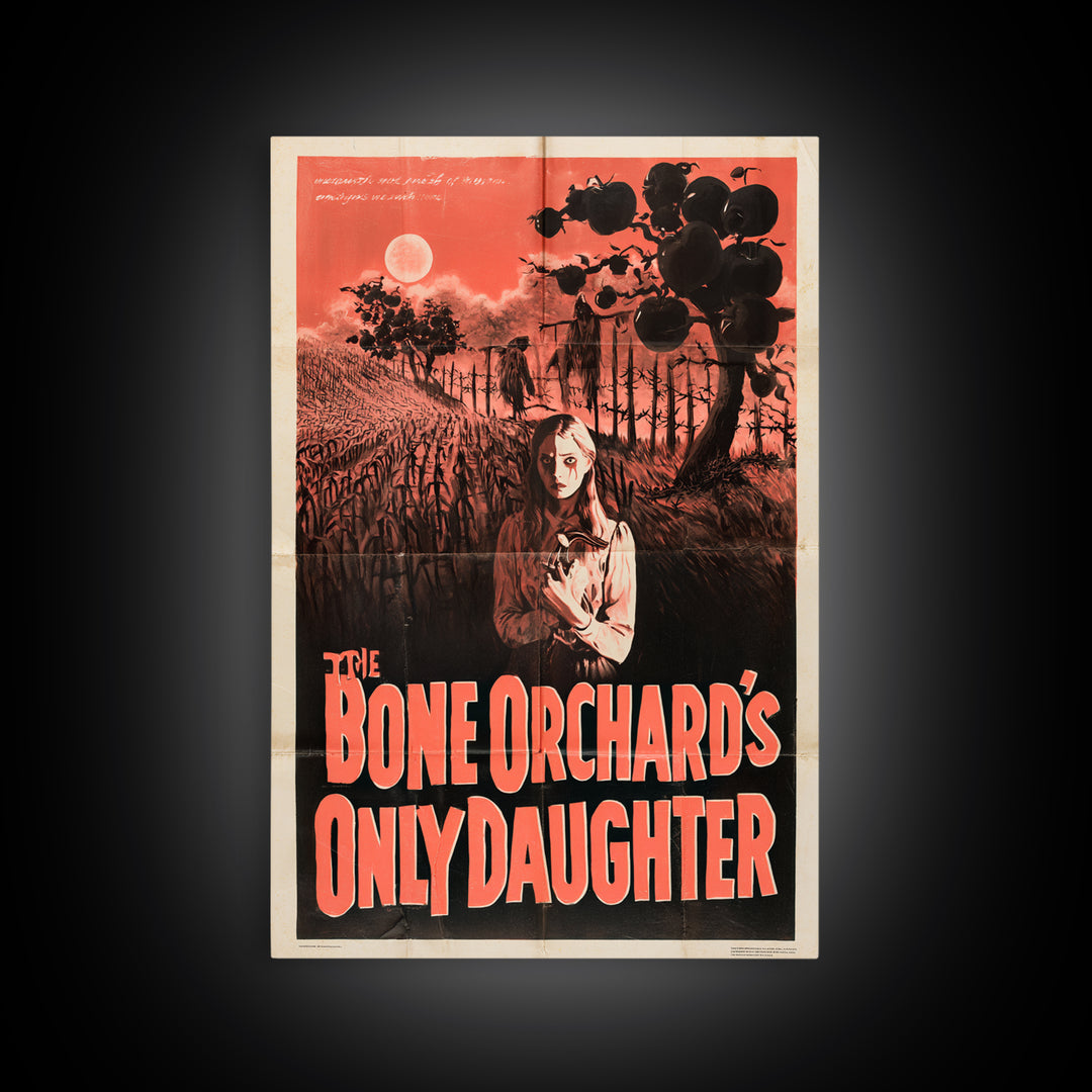 The Bone Orchard'S Only Daughter, English Language Horror Movie Poster, 1950s Creature-Feature One-Sheet Inspired Art, Framed Canvas Print