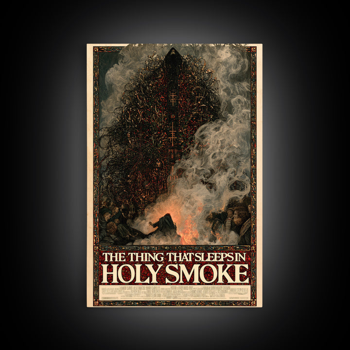 The Thing That Sleeps In Holy Smoke, English Language Horror Movie Poster, Stained Glass Gothic Art, Classic Monster Poster