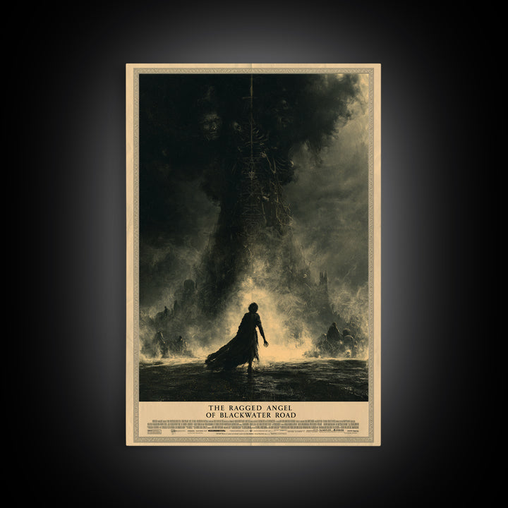 The Ragged Angel Of Blackwater Road, English Language Horror Movie Poster, Dark Romantic Horror Art, Gothic Cinema Wall Art, Canvas Print
