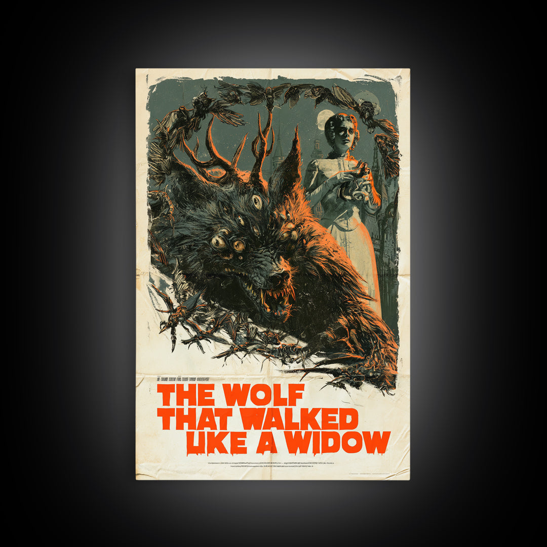 The Wolf That Walked Like A Widow, English Language Horror Movie Poster, Giallo Horror Art, Cult Horror Poster, Canvas Print