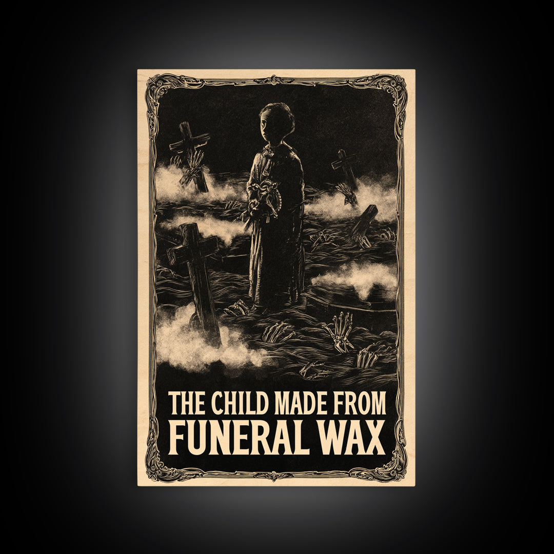 The Child Made From Funeral Wax, English Language Horror Movie Poster, Decadent Line Art, Retro Horror Movie Art, Canvas Print