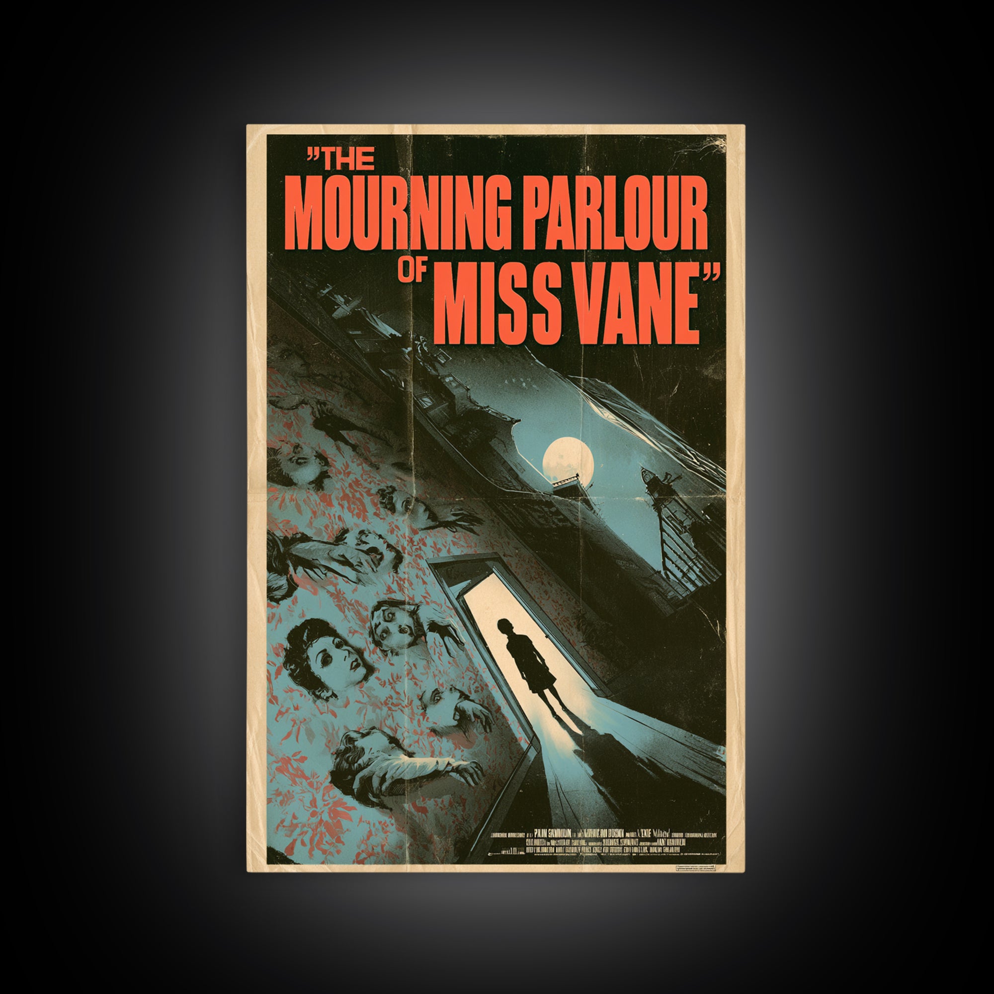 The Mourning Parlour Of Miss Vane, English Language Horror Movie Poster, Giallo Horror Art, Gothic Cinema Wall Art, Framed Canvas Print