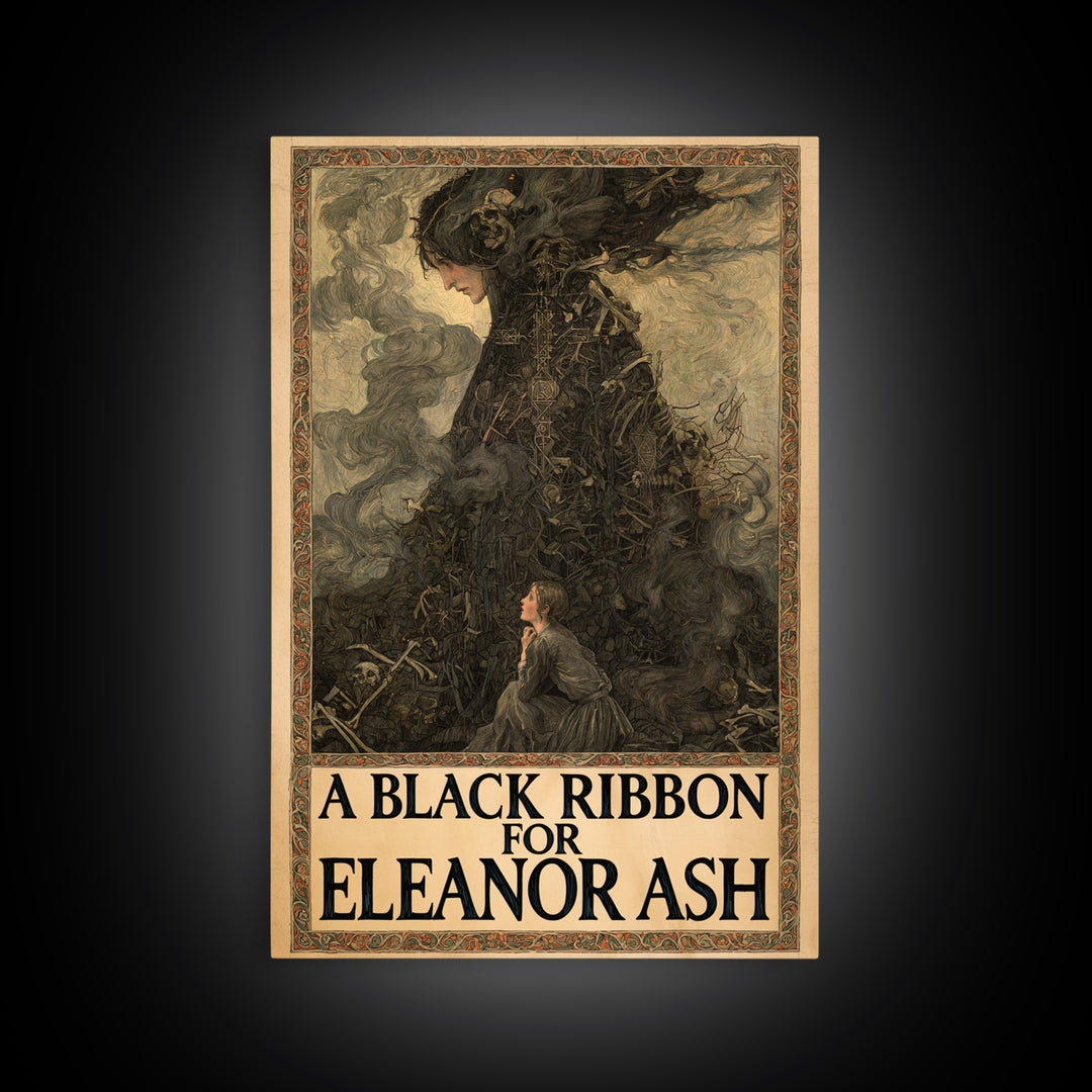A Black Ribbon For Eleanor Ash, English Language Horror Movie Poster, Stained Glass Gothic Art, Classic Monster Poster, Canvas Print