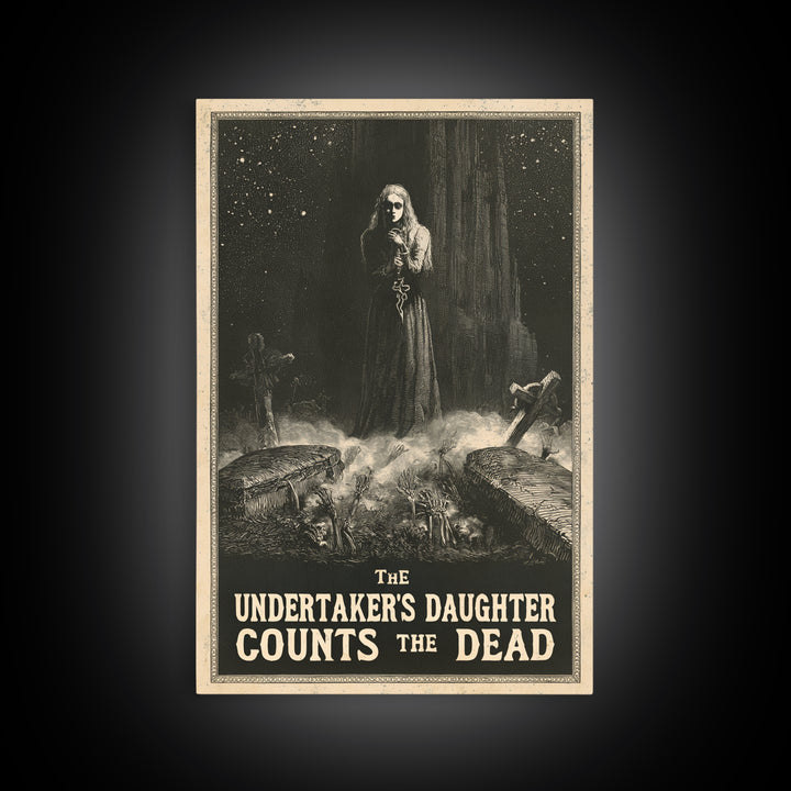 The Undertaker'S Daughter Counts The Dead, English Language Horror Movie Poster, Gothic Engraving Art, Gothic Cinema Wall Art