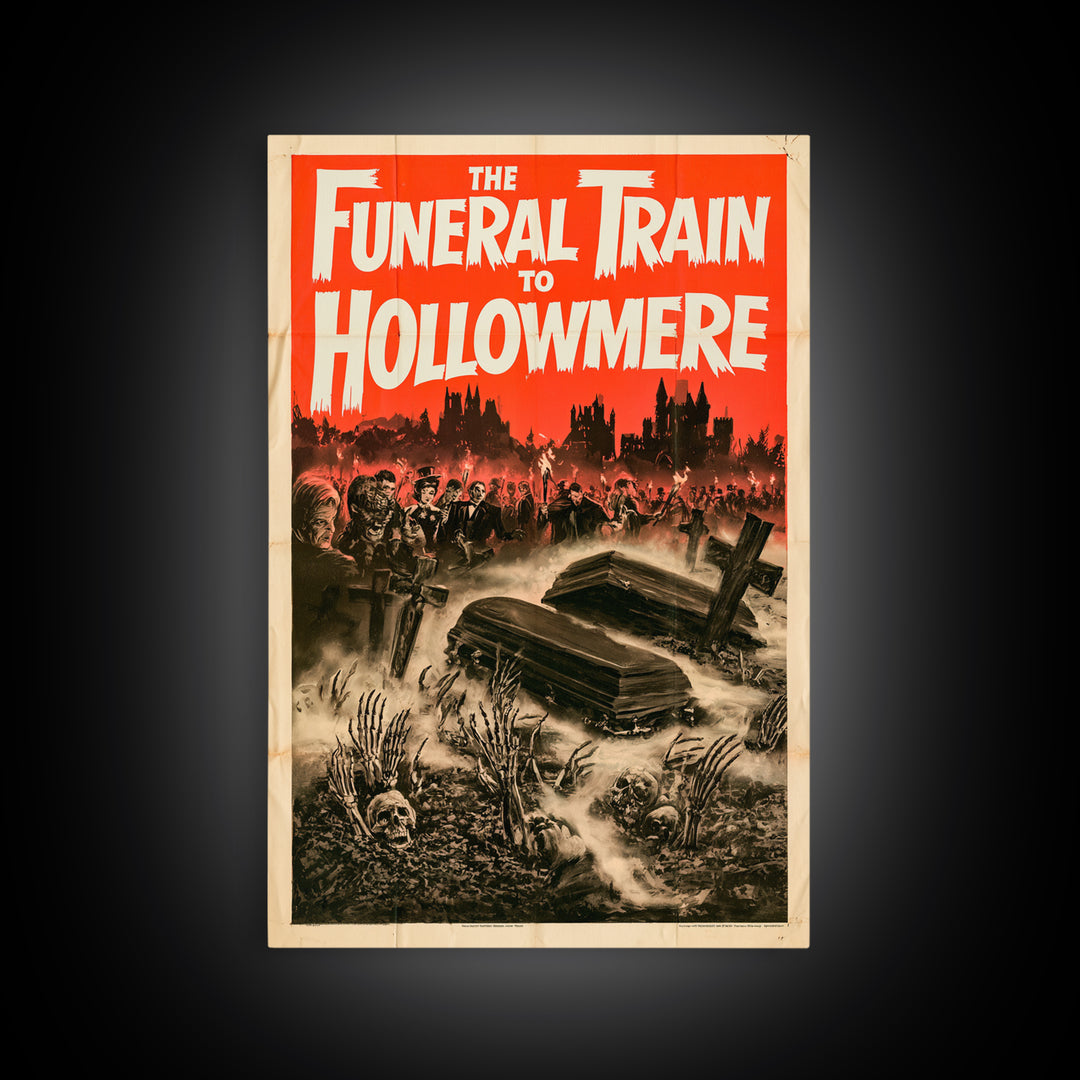 The Funeral Train To Hollowmere, English Language Horror Movie Poster, 1960s Horror Art, Retro Horror Movie Art, Canvas Print