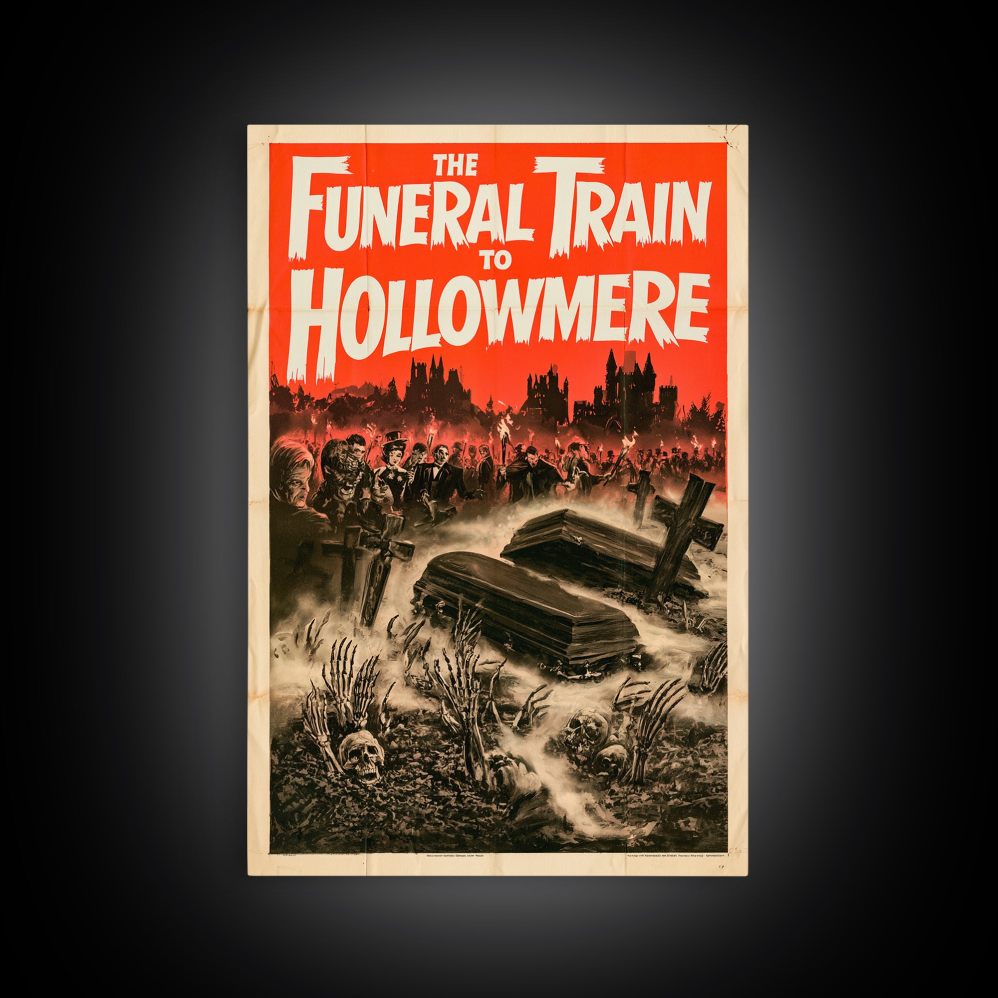 The Funeral Train To Hollowmere, English Language Horror Movie Poster, 1960s Horror Art, Retro Horror Movie Art, Canvas Print