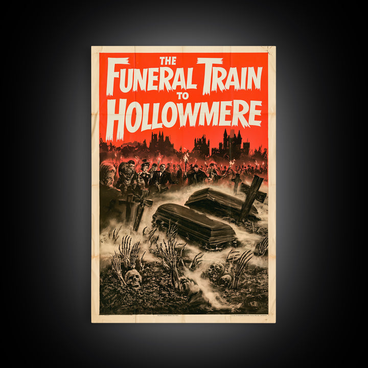 The Funeral Train To Hollowmere, English Language Horror Movie Poster, 1960s Horror Art, Retro Horror Movie Art, Canvas Print