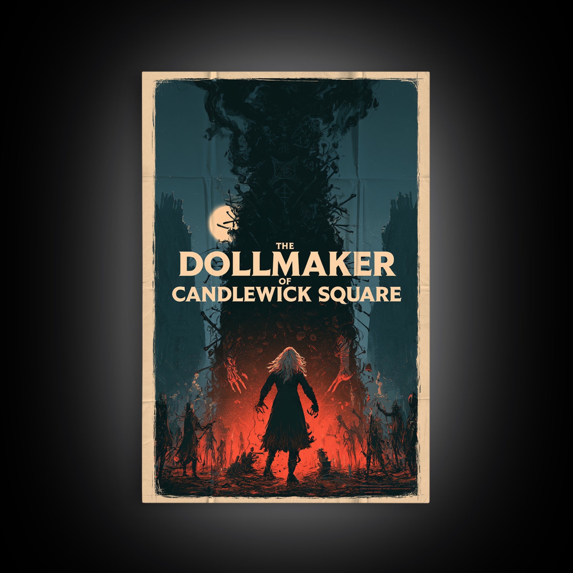 The Dollmaker Of Candlewick Square, English Language Horror Movie Poster, Giallo Horror Art, Classic Monster Poster, Canvas Print