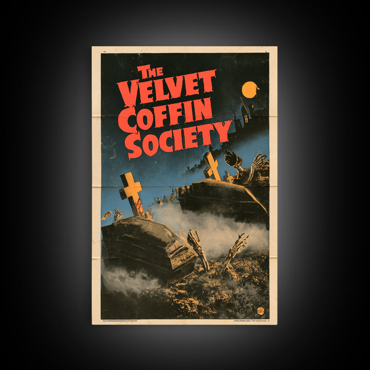 The Velvet Coffin Society, English Language Horror Movie Poster, Giallo Horror Art, Classic Monster Poster, Framed Canvas Print