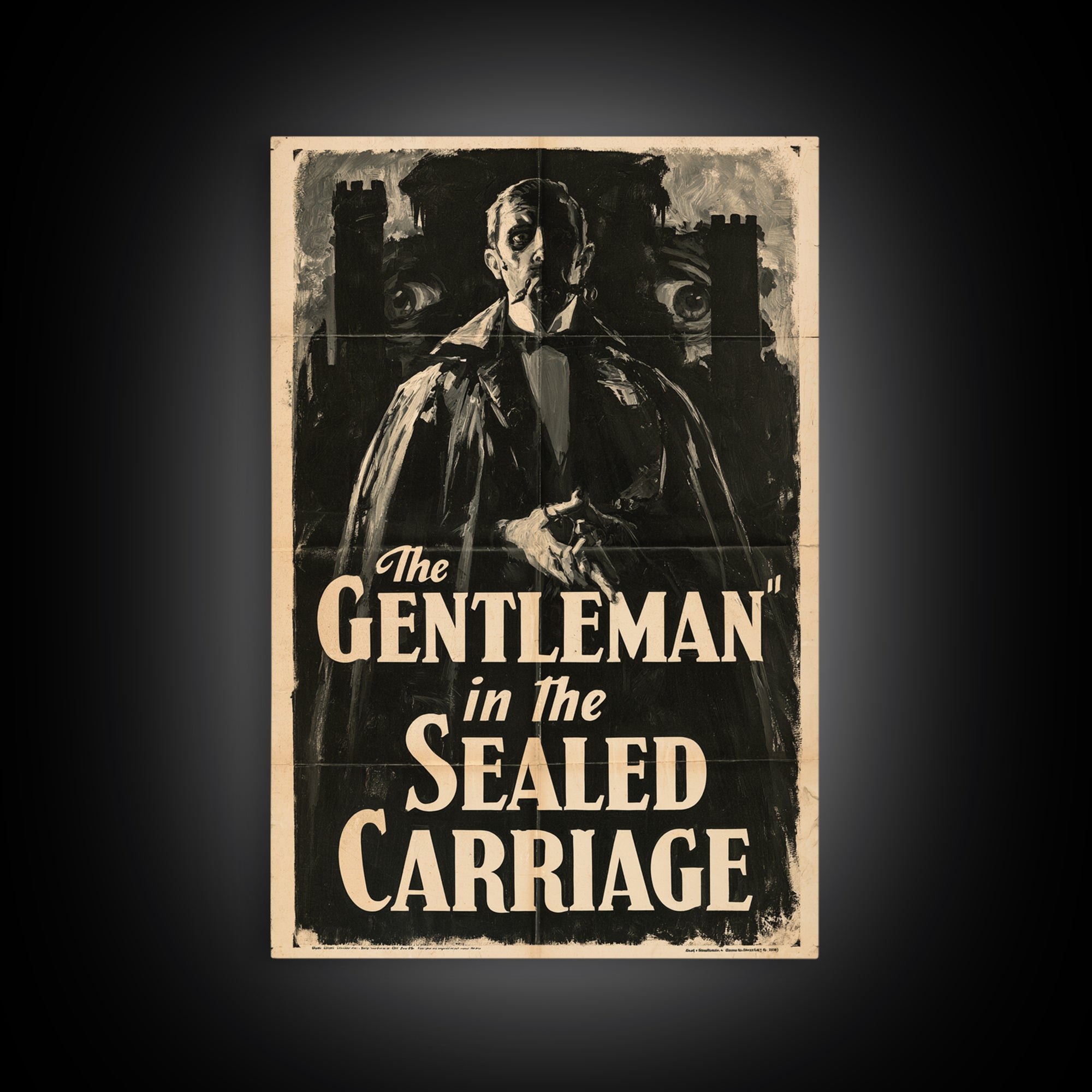 The Gentleman In The Sealed Carriage, English Language Horror Movie Poster, 1930s Horror Art, Gothic Cinema Wall Art, Canvas Print