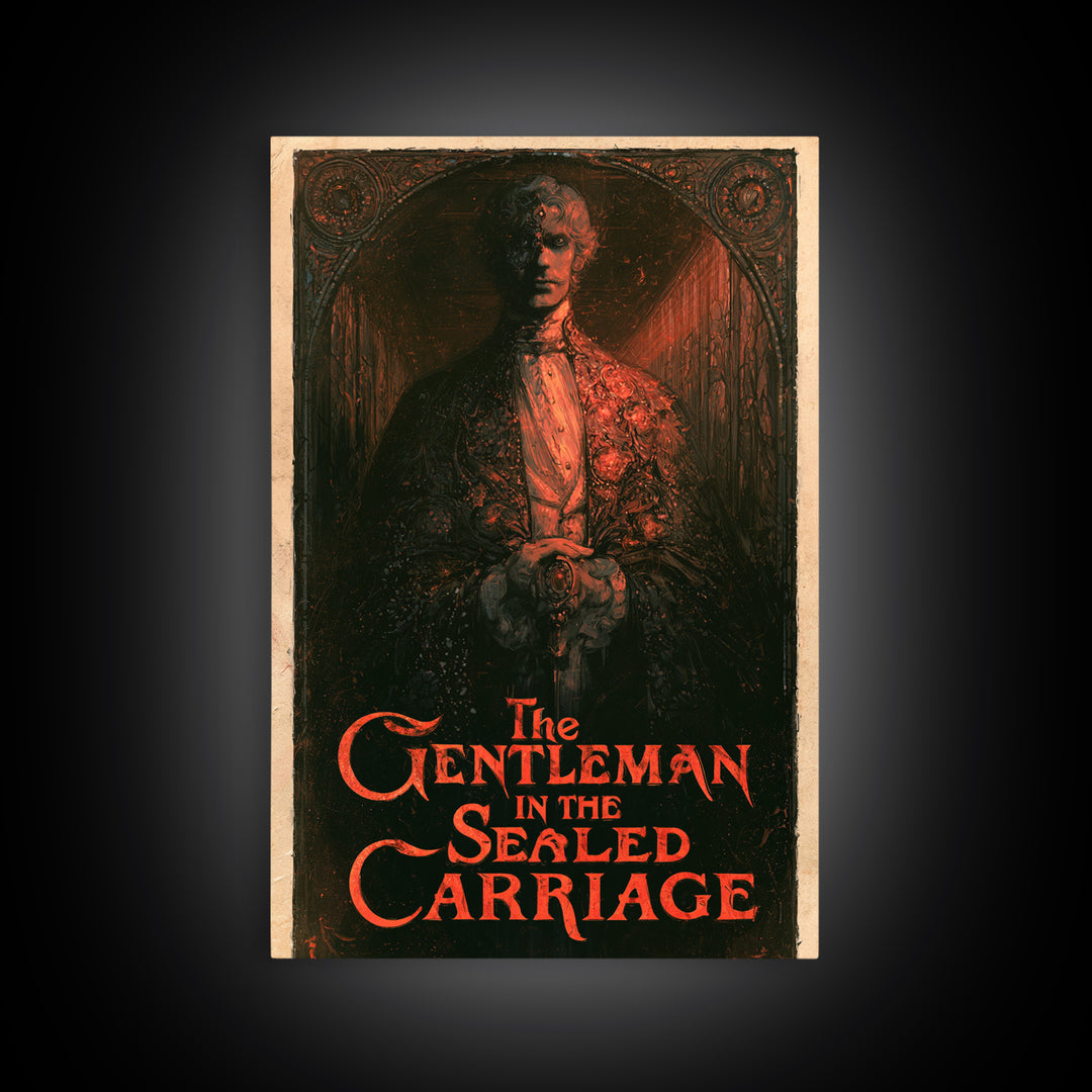 The Gentleman In The Sealed Carriage, English Language Horror Movie Poster, Stained Glass Gothic Art, Classic Monster Poster
