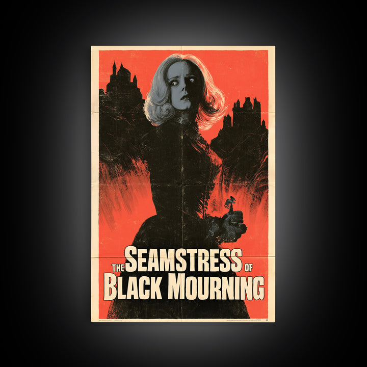 The Seamstress Of Black Mourning, English Language Horror Movie Poster, 1960s Horror Art, Cult Horror Poster, Framed Canvas Print