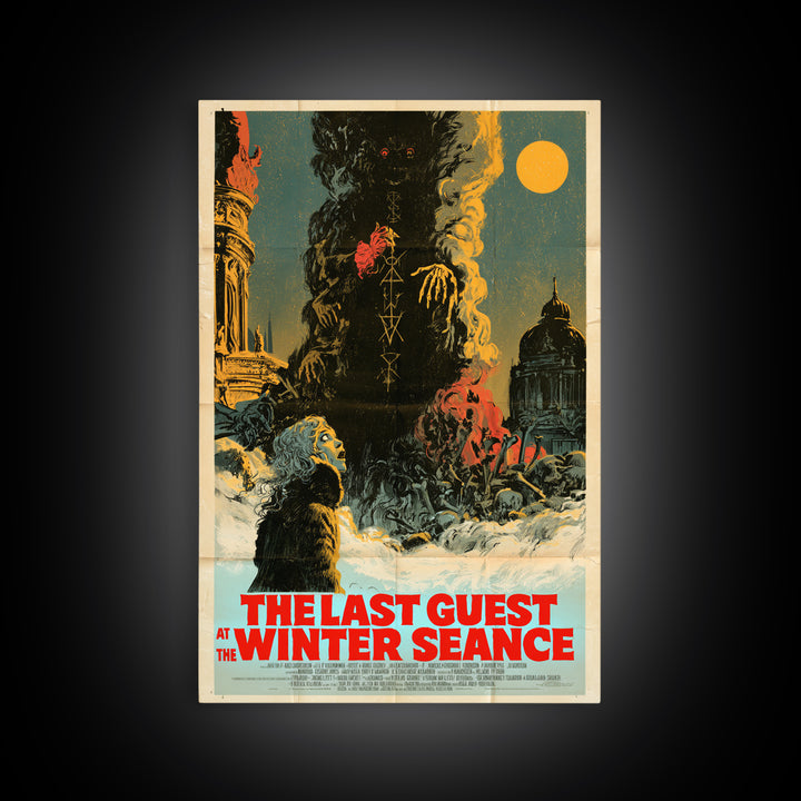 The Last Guest At The Winter Seance, English Language Horror Movie Poster, Giallo Horror Art, Retro Horror Movie Art, Framed Canvas Print