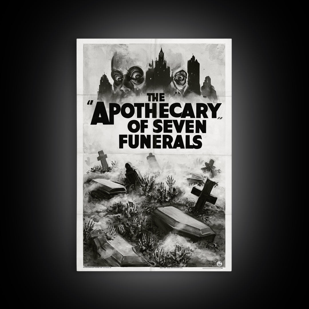 The Apothecary Of Seven Funerals, English Language Horror Movie Poster, 1930s Horror Art, Cult Horror Poster, Framed Canvas Print