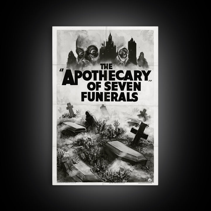 The Apothecary Of Seven Funerals, English Language Horror Movie Poster, 1930s Horror Art, Cult Horror Poster, Framed Canvas Print