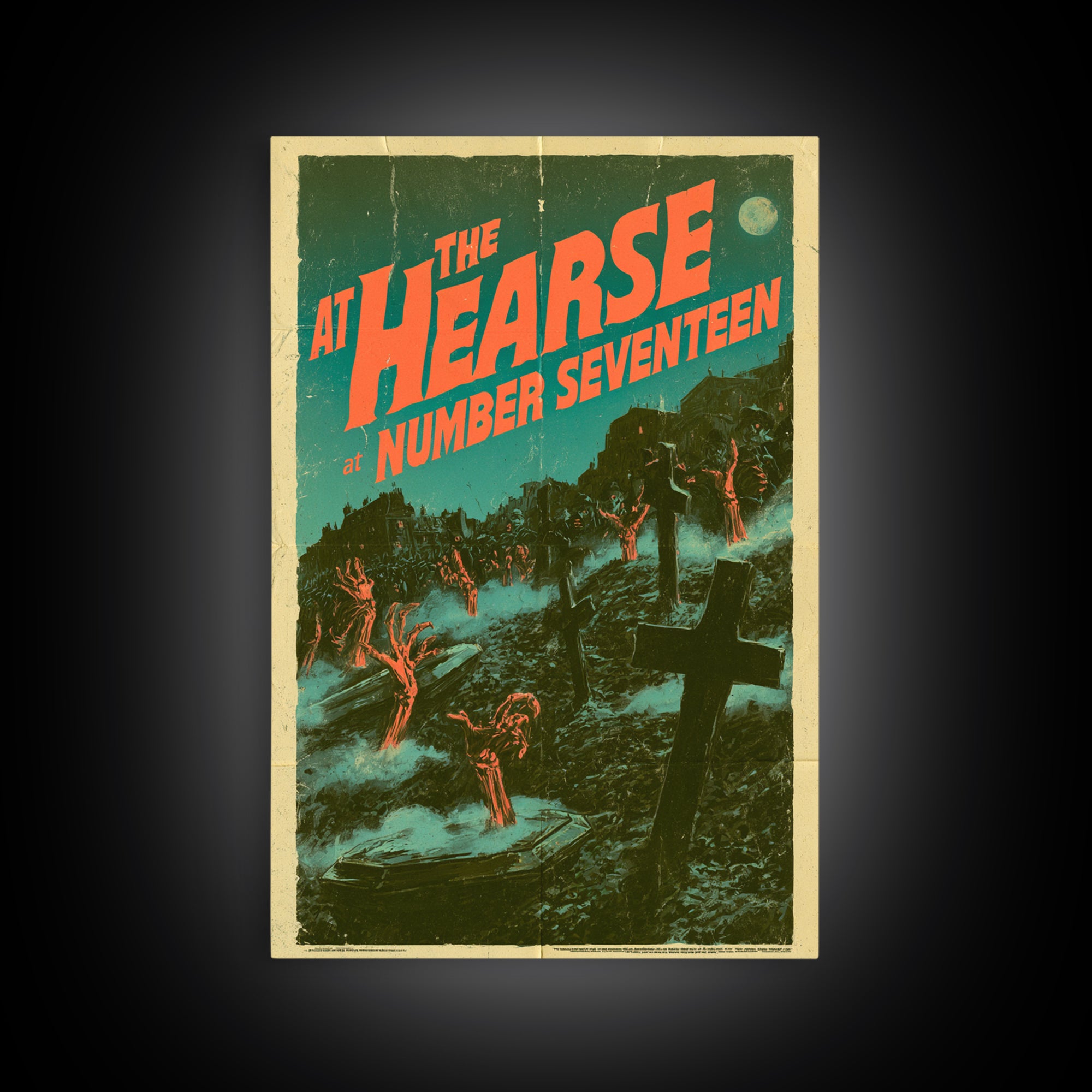 The Hearse At Number Seventeen, English Language Horror Movie Poster, Giallo Horror Art, Retro Horror Movie Art, Framed Canvas Print