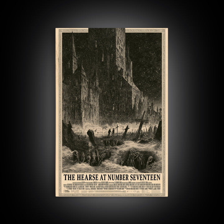 The Hearse At Number Seventeen, English Language Horror Movie Poster, Gothic Engraving Art, Retro Horror Movie Art, Canvas Print