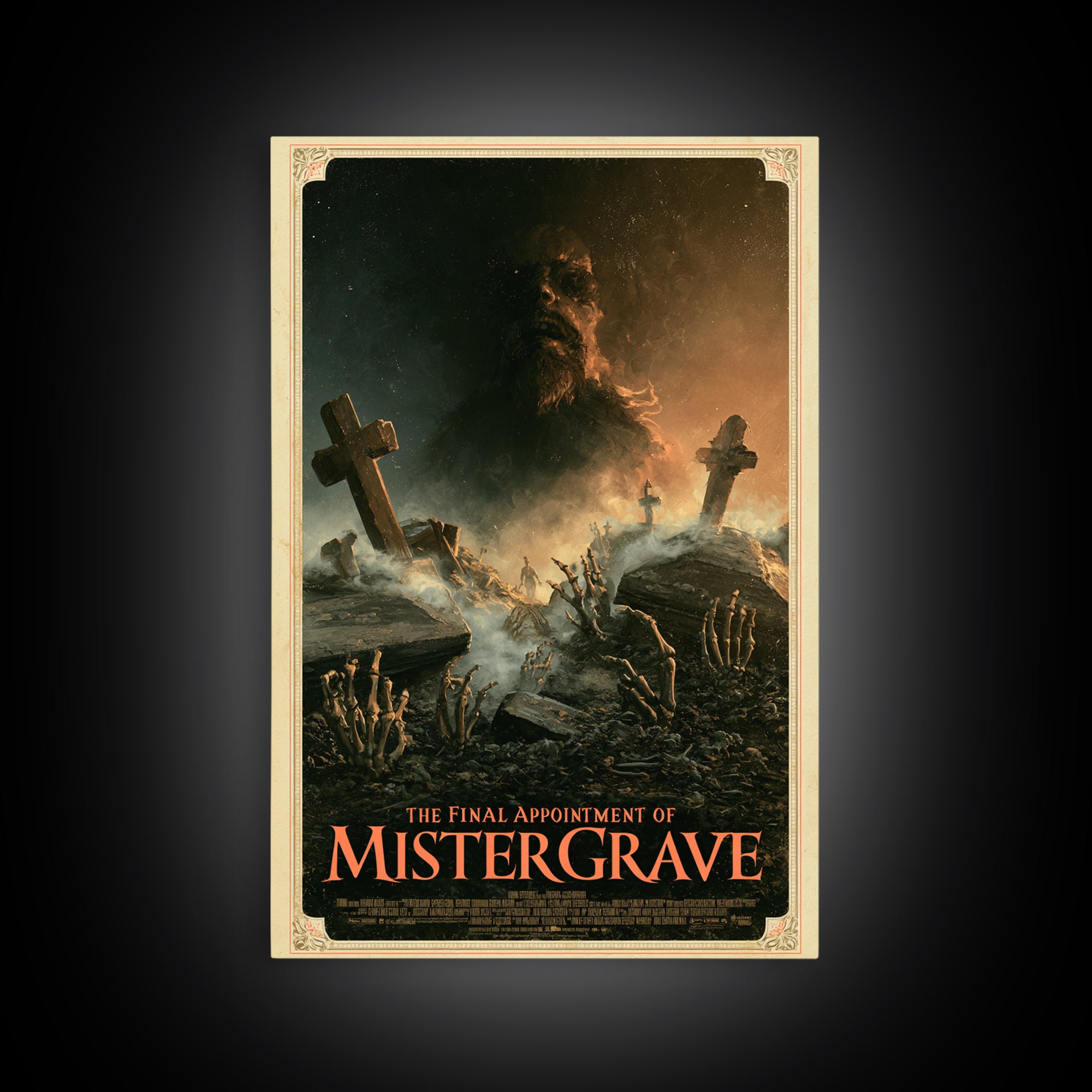 The Final Appointment Of Mister Grave, English Language Horror Movie Poster, Gothic Nightmare Art, Classic Monster Poster