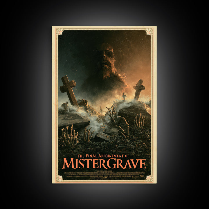 The Final Appointment Of Mister Grave, English Language Horror Movie Poster, Gothic Nightmare Art, Classic Monster Poster