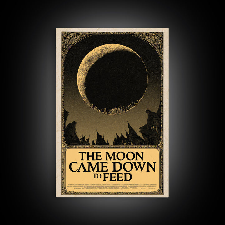 The Moon Came Down To Feed, English Language Horror Movie Poster, Decadent Line Art, Classic Monster Poster, Canvas Print