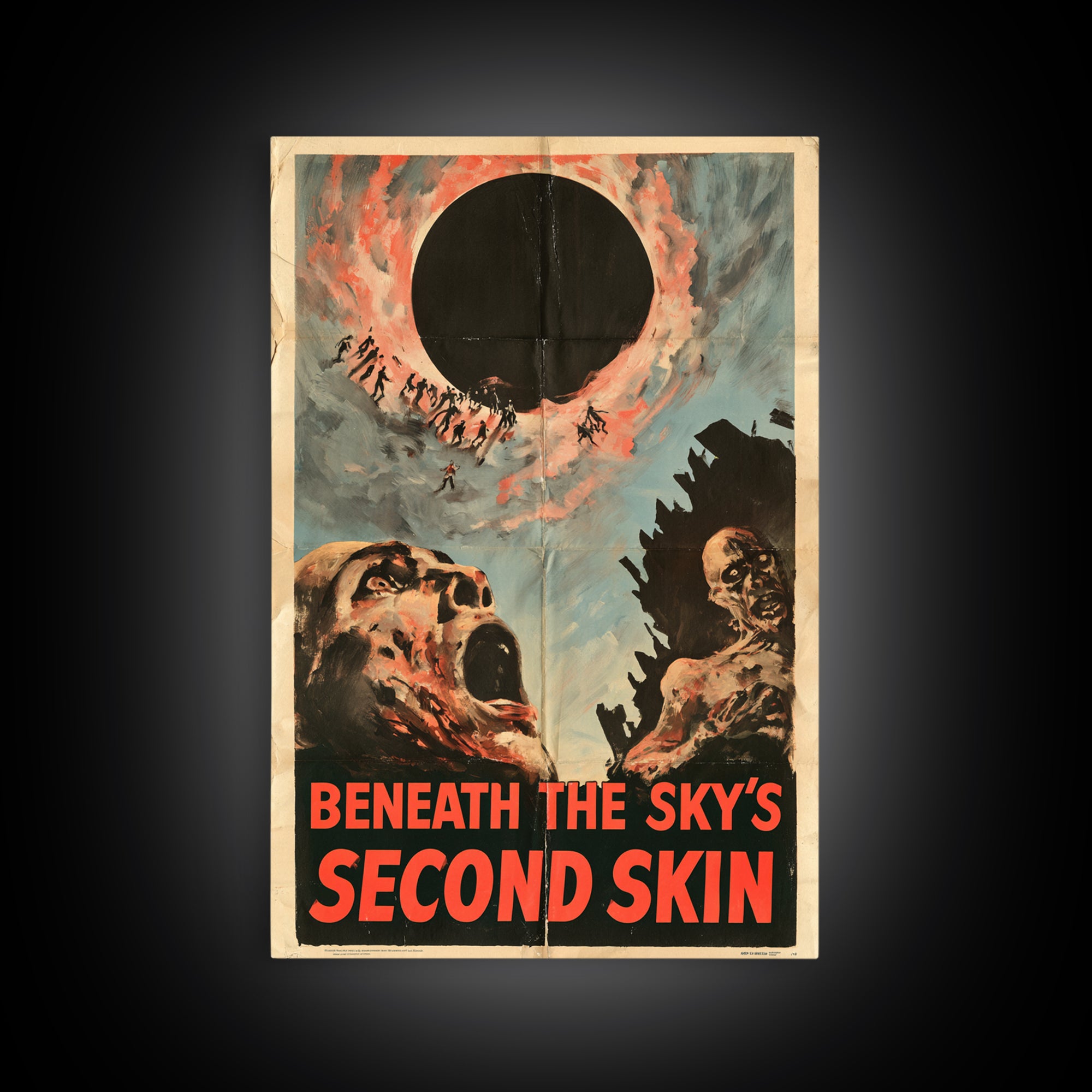 Beneath The Sky'S Second Skin, English Language Horror Movie Poster, 1950s Creature-Feature One-Sheet Inspired Art, Gothic Cinema Wall Art