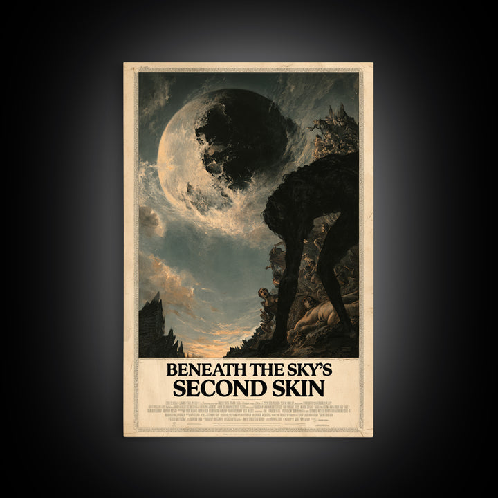 Beneath The Sky'S Second Skin, English Language Horror Movie Poster, Gothic Nightmare Art, Retro Horror Movie Art, Framed Canvas Print