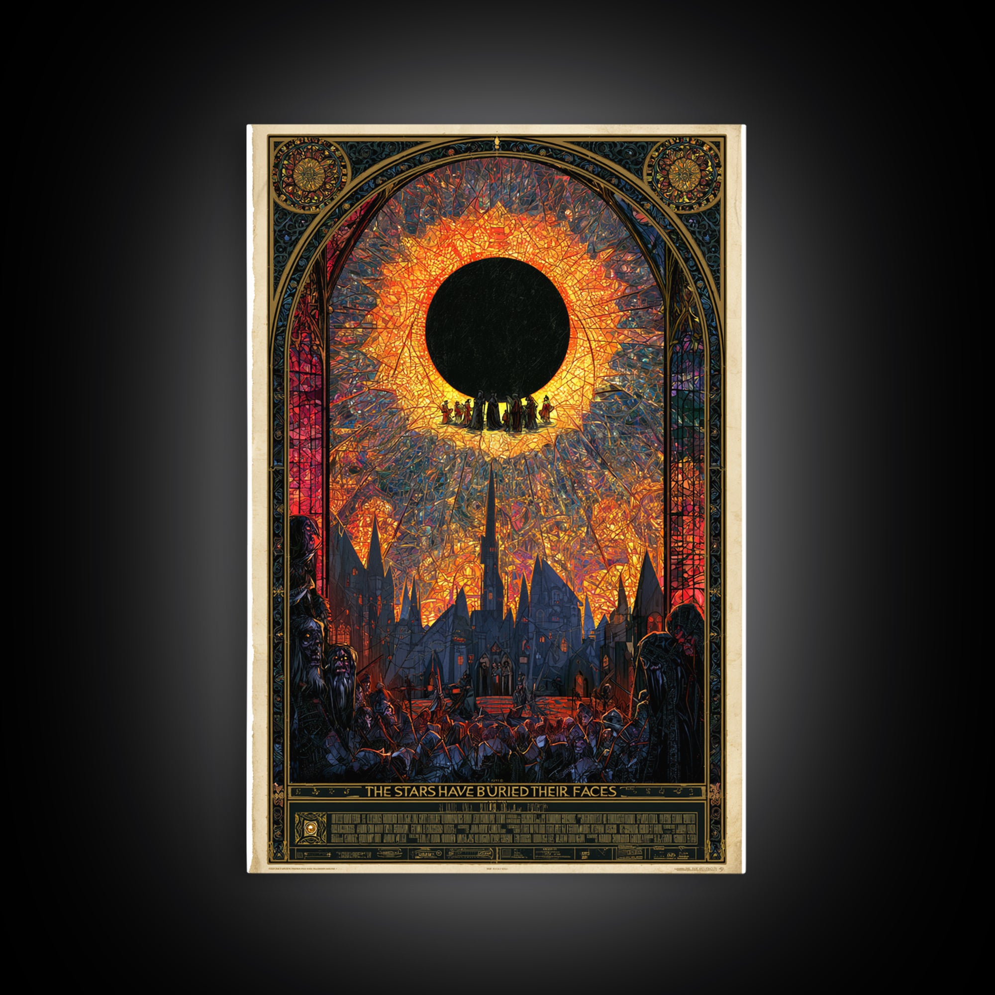 The Stars Have Buried Their Faces, English Language Horror Movie Poster, Stained Glass Gothic Art, Classic Monster Poster, Canvas Print