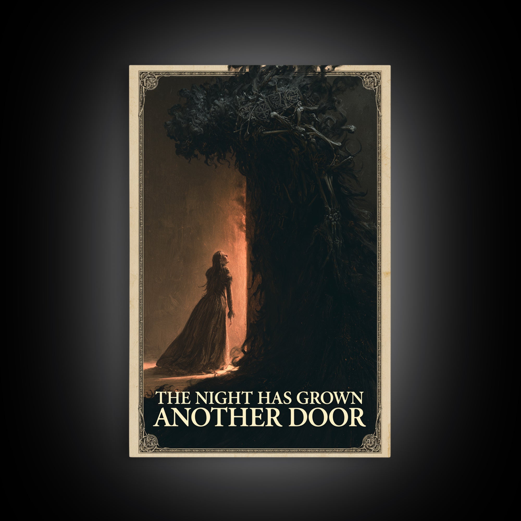 The Night Has Grown Another Door, English Language Horror Movie Poster, Gothic Nightmare Art, Cult Horror Poster, Framed Canvas Print