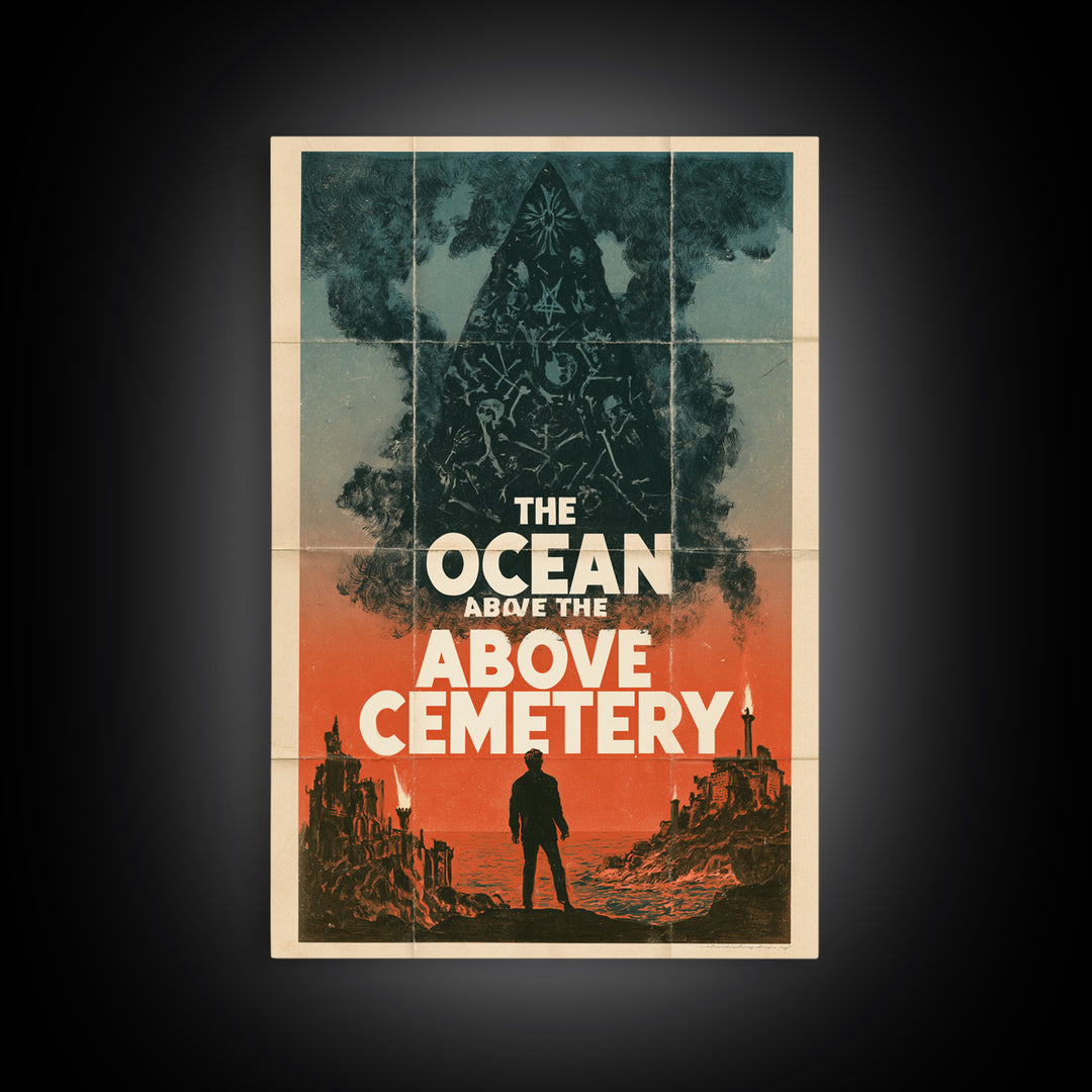 The Ocean Above The Cemetery, English Language Horror Movie Poster, 1960s Horror Art, Retro Horror Movie Art, Framed Canvas Print