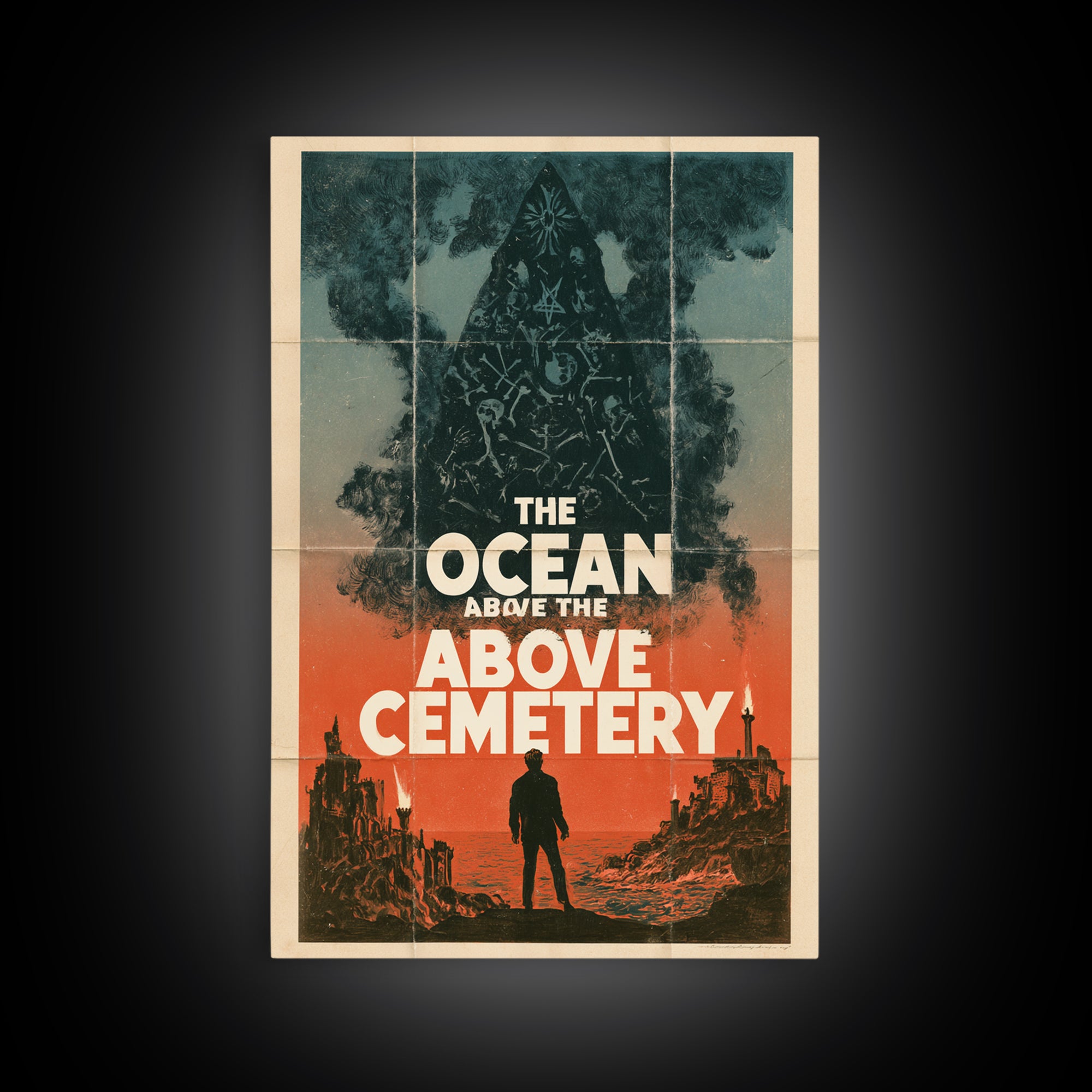 The Ocean Above The Cemetery, English Language Horror Movie Poster, 1960s Horror Art, Retro Horror Movie Art, Framed Canvas Print