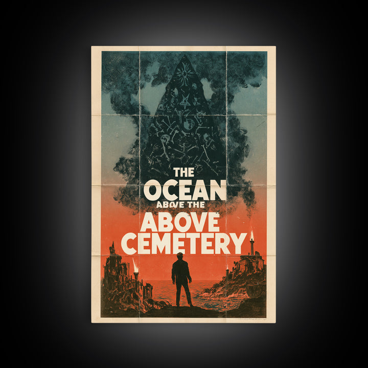 The Ocean Above The Cemetery, English Language Horror Movie Poster, 1960s Horror Art, Retro Horror Movie Art, Framed Canvas Print