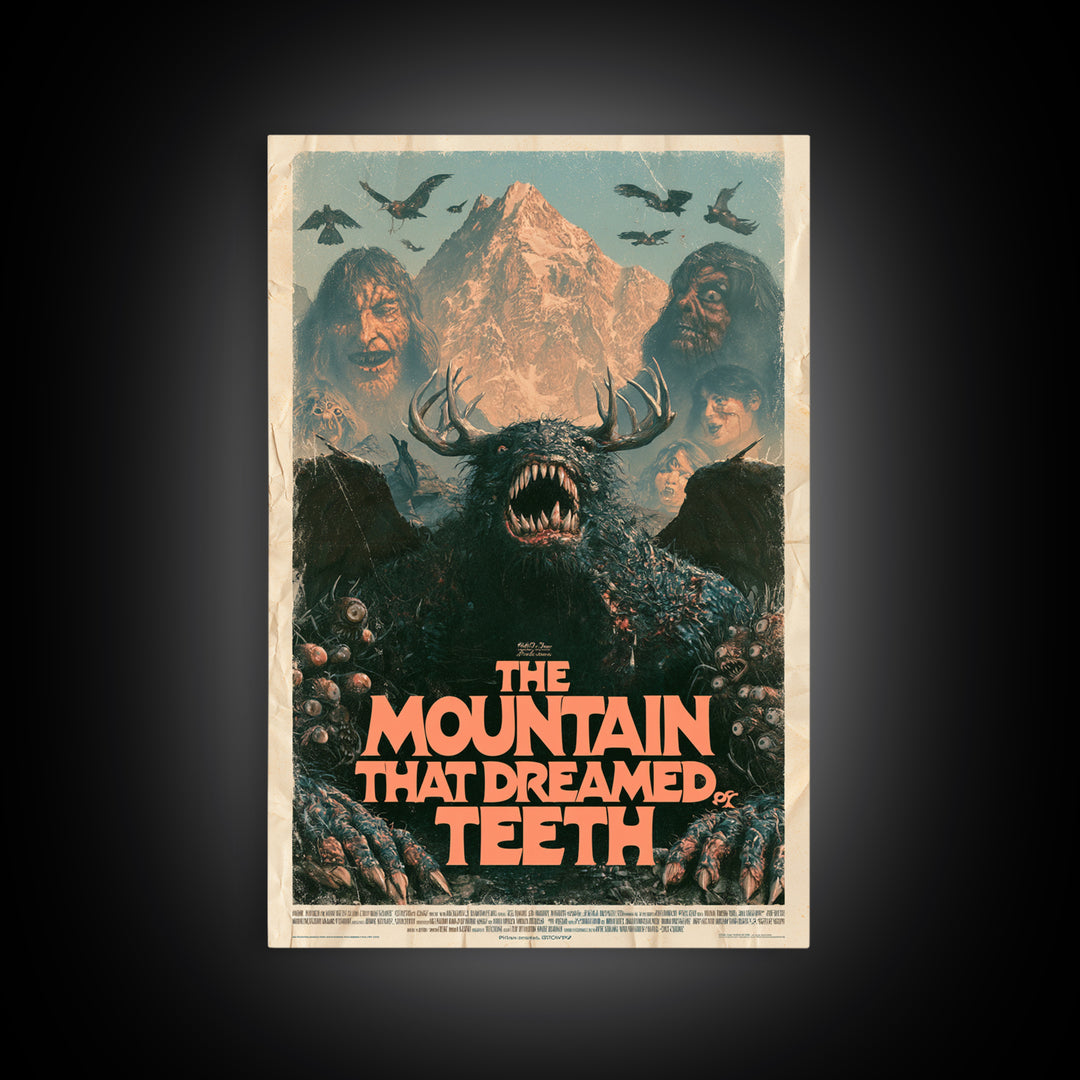 The Mountain That Dreamed Of Teeth, English Language Horror Movie Poster, 1970s Horror Art, Gothic Cinema Wall Art, Canvas Print