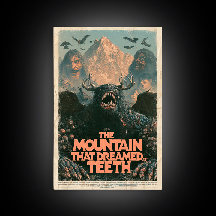 The Mountain That Dreamed Of Teeth, English Language Horror Movie Poster, 1970s Horror Art, Gothic Cinema Wall Art, Canvas Print