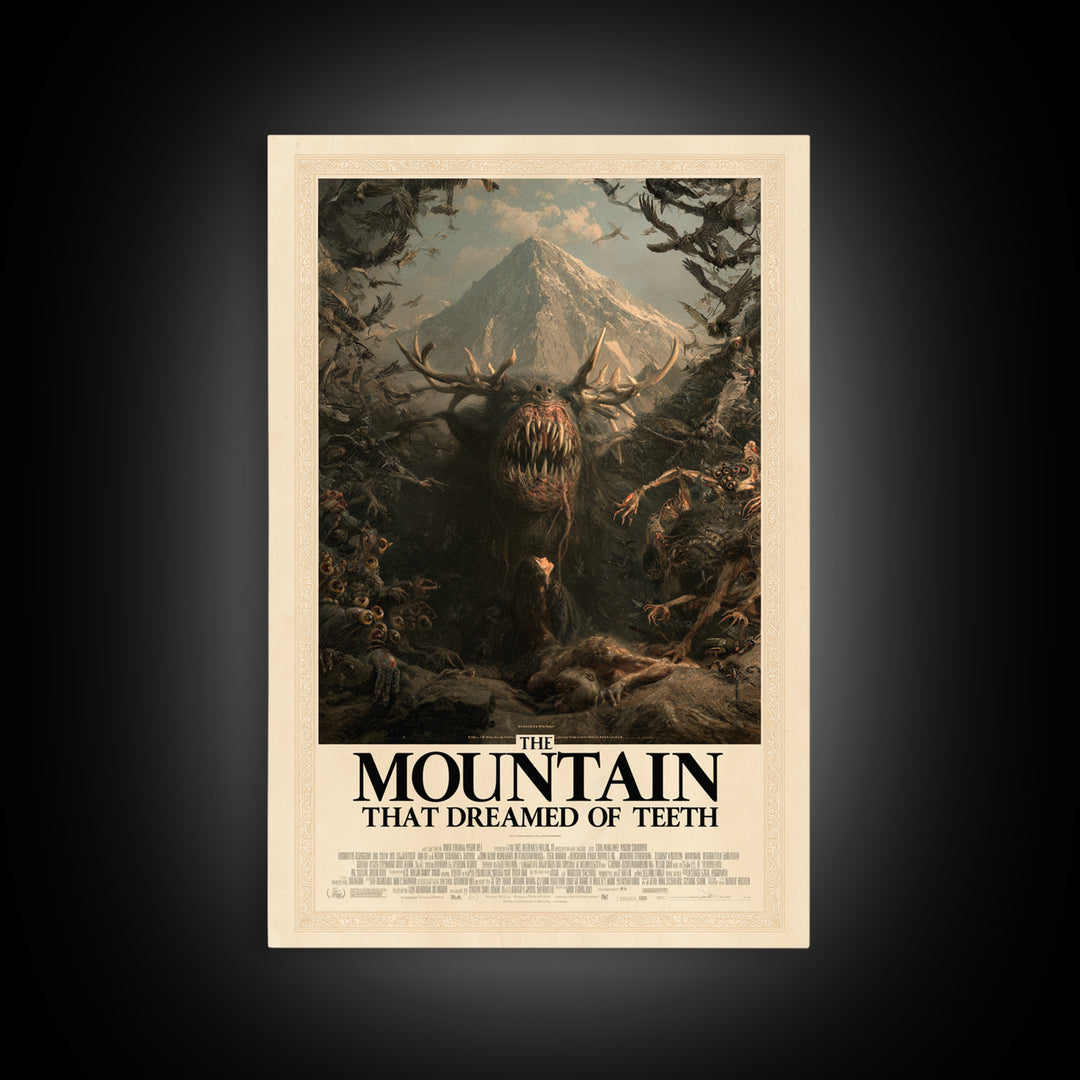 The Mountain That Dreamed Of Teeth, English Language Horror Movie Poster, Gothic Nightmare Art, Cult Horror Poster, Canvas Print
