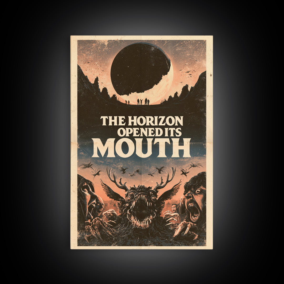 The Horizon Opened Its Mouth, English Language Horror Movie Poster, 1970s Horror Art, Cult Horror Poster, Framed Canvas Print