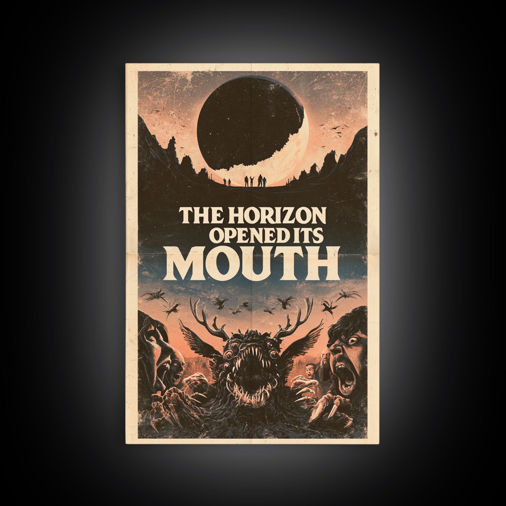 The Horizon Opened Its Mouth, English Language Horror Movie Poster, 1970s Horror Art, Cult Horror Poster, Framed Canvas Print