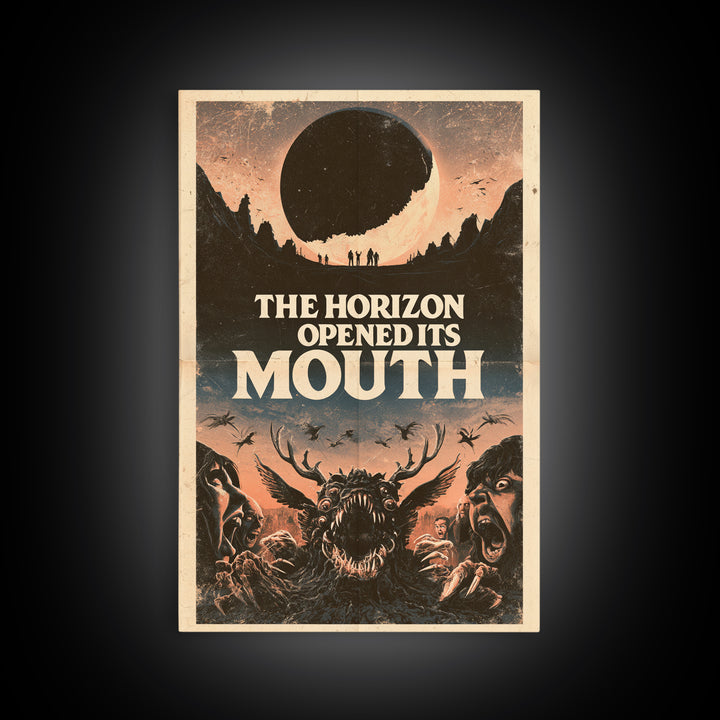 The Horizon Opened Its Mouth, English Language Horror Movie Poster, 1970s Horror Art, Cult Horror Poster, Framed Canvas Print