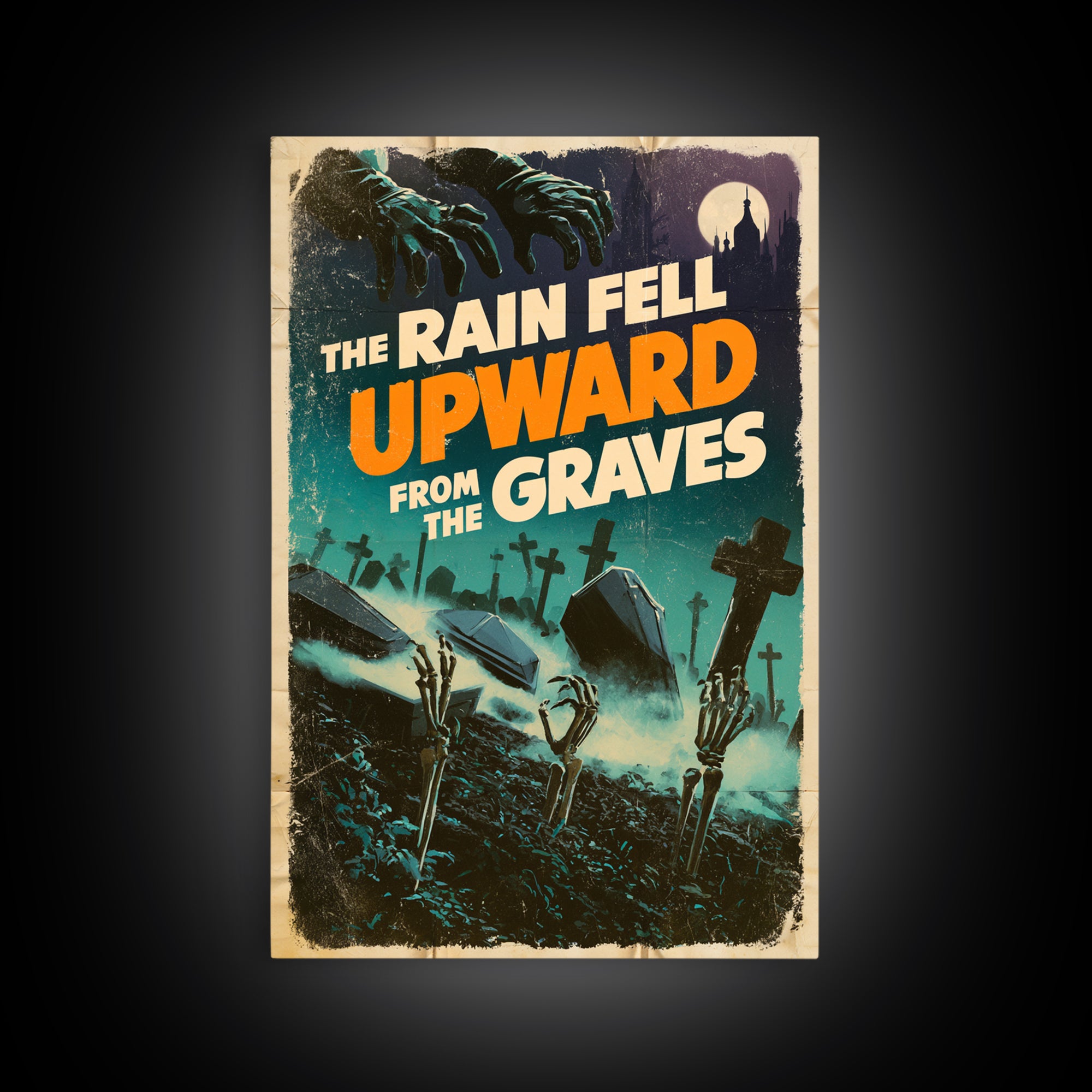 The Rain Fell Upward From The Graves, English Language Horror Movie Poster, Giallo Horror Art, Classic Monster Poster, Framed Canvas Print
