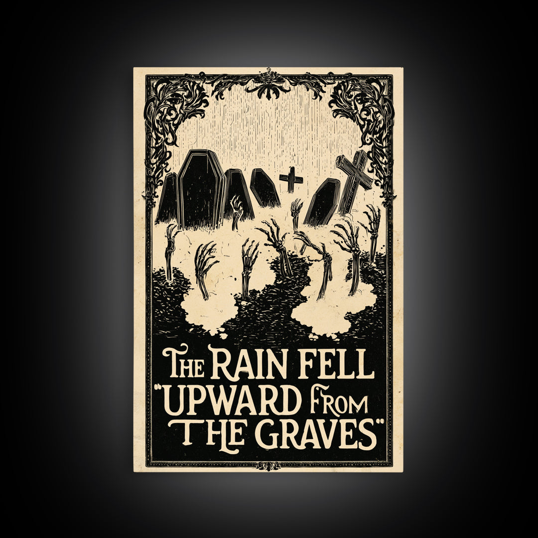 The Rain Fell Upward From The Graves, English Language Horror Movie Poster, Decadent Line Art, Cult Horror Poster