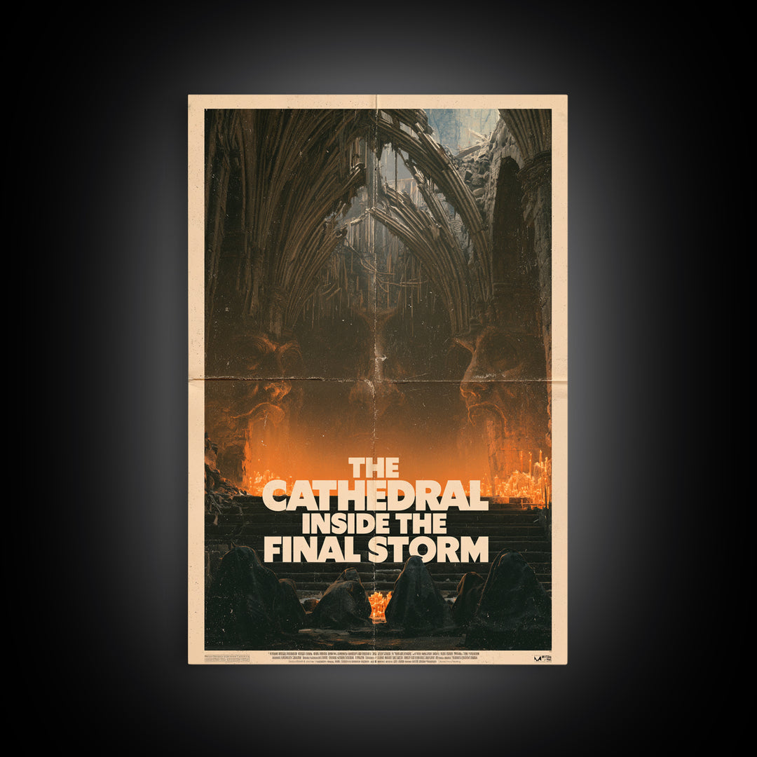 The Cathedral Inside The Final Storm, English Language Horror Movie Poster, 1970s Horror Art, Classic Monster Poster, Framed Canvas Print