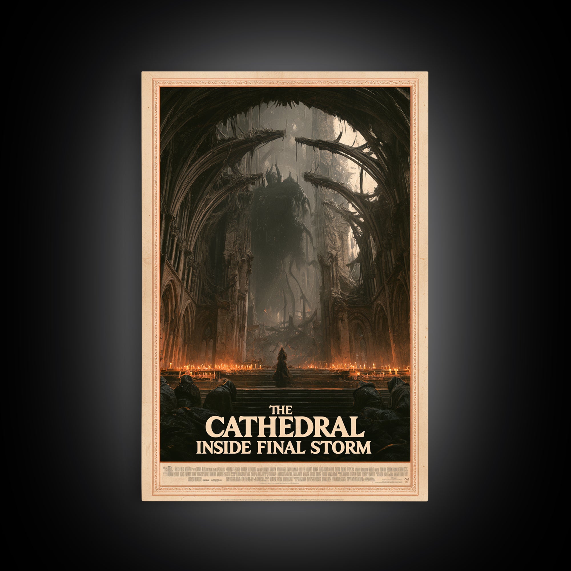 The Cathedral Inside The Final Storm, English Language Horror Movie Poster, Gothic Nightmare Art, Gothic Cinema Wall Art, Canvas Print